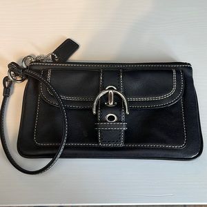 Coach Black Leather Wristlet Wallet
